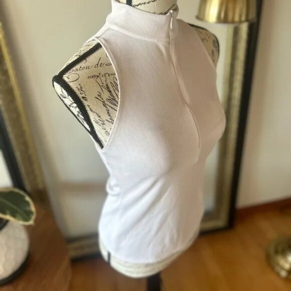 Guess size small white shirt with half zip, silver hardware - Picture 3 of 6